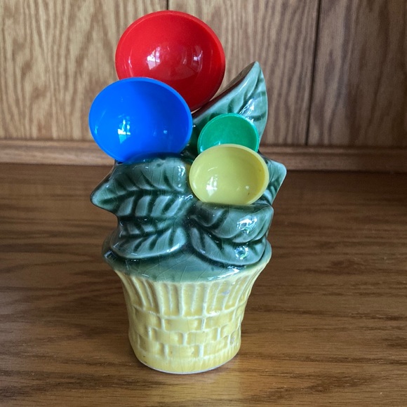 Measuring Spoon Holder Flower Pot Wall Pocket Ceramic Vintage - Picture 2 of 7